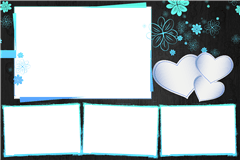 Photobooth printtemplate Schwarz-Türkis-Blumen - categorie Elegant